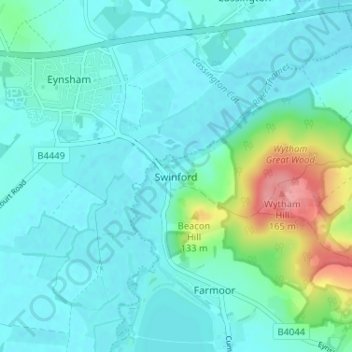 Mappa topografica Swinford, altitudine, rilievo