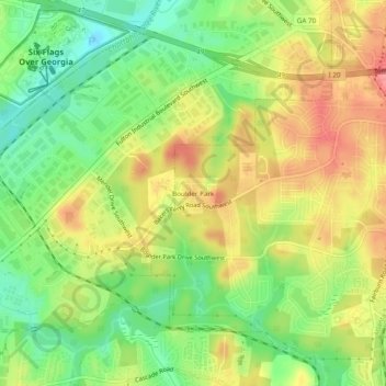 Mappa topografica Boulder Park, altitudine, rilievo