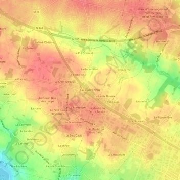 Mappa topografica LaBarriere Noire, altitudine, rilievo