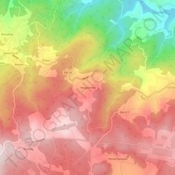Mappa topografica Nespereira, altitudine, rilievo