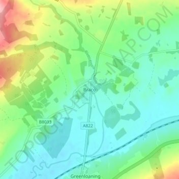 Mappa topografica Braco, altitudine, rilievo