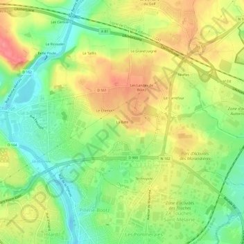 Mappa topografica La Bate, altitudine, rilievo