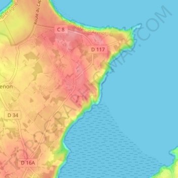Mappa topografica Saint-Guireuc, altitudine, rilievo
