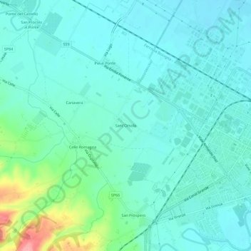 Mappa topografica Sant'Orsola, altitudine, rilievo