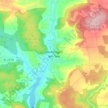 Mappa topografica Hechlingen am See, altitudine, rilievo