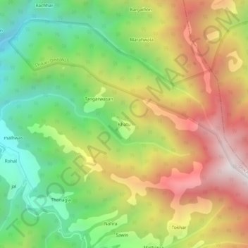 Mappa topografica Khatu, altitudine, rilievo