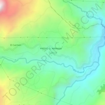 Mappa topografica Sueva, altitudine, rilievo