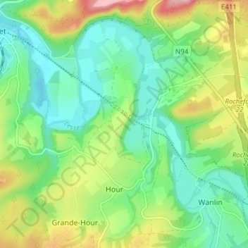 Mappa topografica Lissoir, altitudine, rilievo