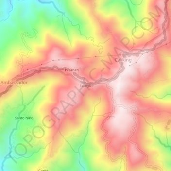 Mappa topografica Tabeyo, altitudine, rilievo