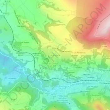 Mappa topografica Les Couderts, altitudine, rilievo