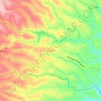 Mappa topografica Kagwe, altitudine, rilievo