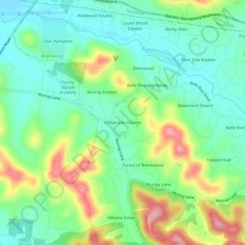 Mappa topografica Williamson Estates, altitudine, rilievo