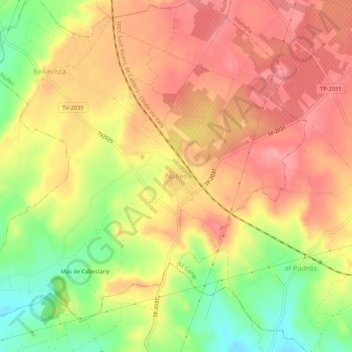 Mappa topografica Nulles, altitudine, rilievo