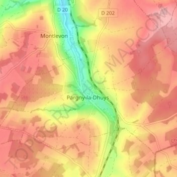 Mappa topografica Proche les Venets, altitudine, rilievo