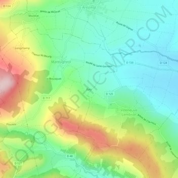 Mappa topografica Eyry, altitudine, rilievo