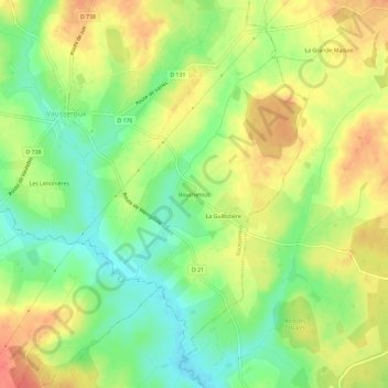 Mappa topografica Bouchetout, altitudine, rilievo