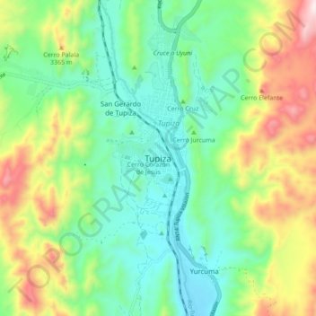Mappa topografica Tupiza, altitudine, rilievo