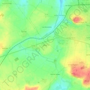 Mappa topografica Lassay, altitudine, rilievo