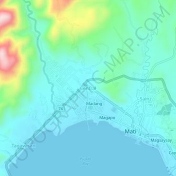 Mappa topografica Central, altitudine, rilievo