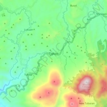 Mappa topografica Tigbao, altitudine, rilievo