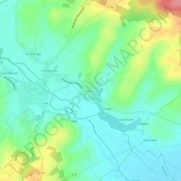 Mappa topografica Villejésus, altitudine, rilievo
