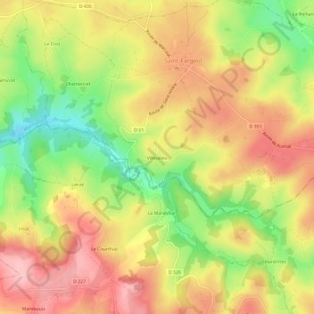 Mappa topografica Villejaleix, altitudine, rilievo