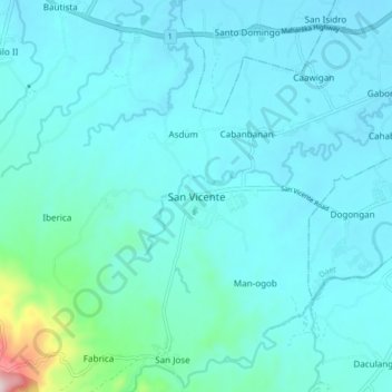 Mappa topografica San Vicente, altitudine, rilievo