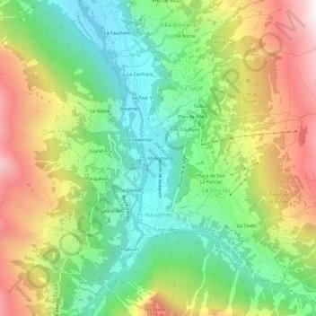 Mappa topografica Molignon, altitudine, rilievo