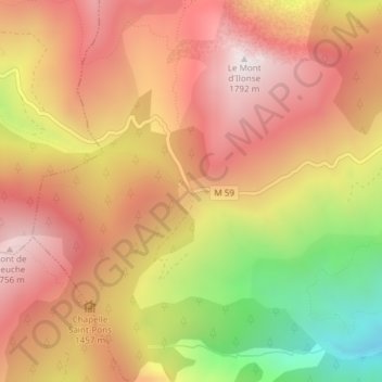 Mappa topografica Col de la Sinne, altitudine, rilievo