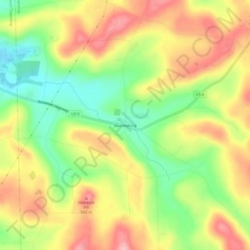 Mappa topografica Mainesburg, altitudine, rilievo