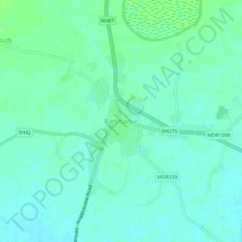 Mappa topografica Partibanur, altitudine, rilievo