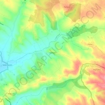 Mappa topografica Loubejac, altitudine, rilievo