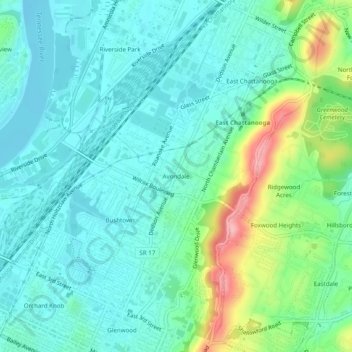 Mappa topografica Avondale, altitudine, rilievo