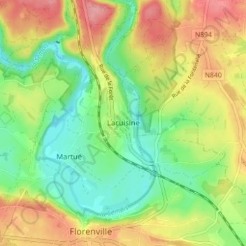Mappa topografica Lacuisine, altitudine, rilievo