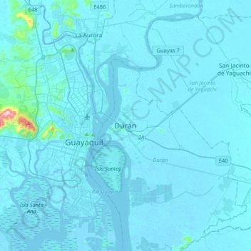 Mappa topografica Durán, altitudine, rilievo
