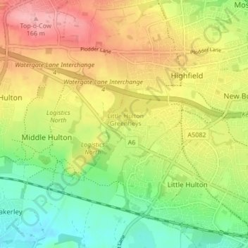 Mappa topografica Greenheys, altitudine, rilievo