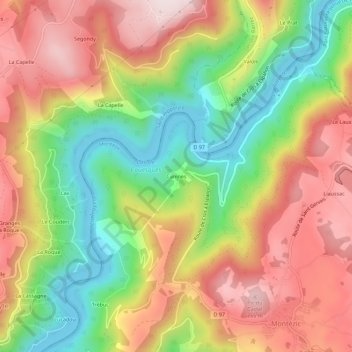 Mappa topografica Canines, altitudine, rilievo