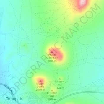 Mappa topografica Ararat Mountain, altitudine, rilievo