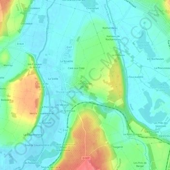 Mappa topografica Les Champs Minier, altitudine, rilievo