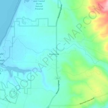 Mappa topografica Manchester, altitudine, rilievo