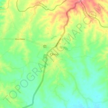 Mappa topografica Chinú, altitudine, rilievo