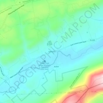 Mappa topografica Ashfield, altitudine, rilievo