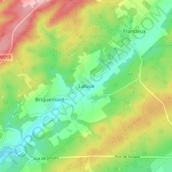 Mappa topografica Laloux, altitudine, rilievo