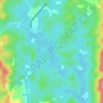 Mappa topografica Convenção, altitudine, rilievo