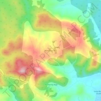 Mappa topografica Monterrey Alto, altitudine, rilievo