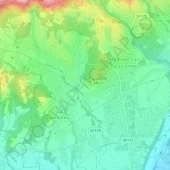 Mappa topografica Canova, altitudine, rilievo