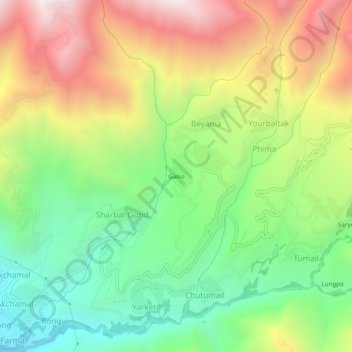 Mappa topografica Galso, altitudine, rilievo