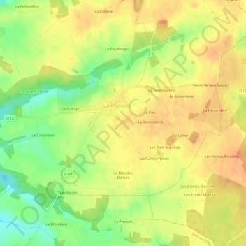 Mappa topografica Les Ouchereaux, altitudine, rilievo