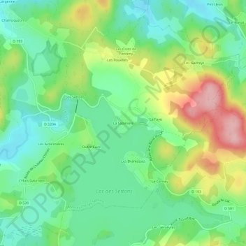 Mappa topografica La Sapinière, altitudine, rilievo