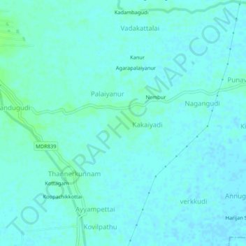 Mappa topografica Sathanur, altitudine, rilievo